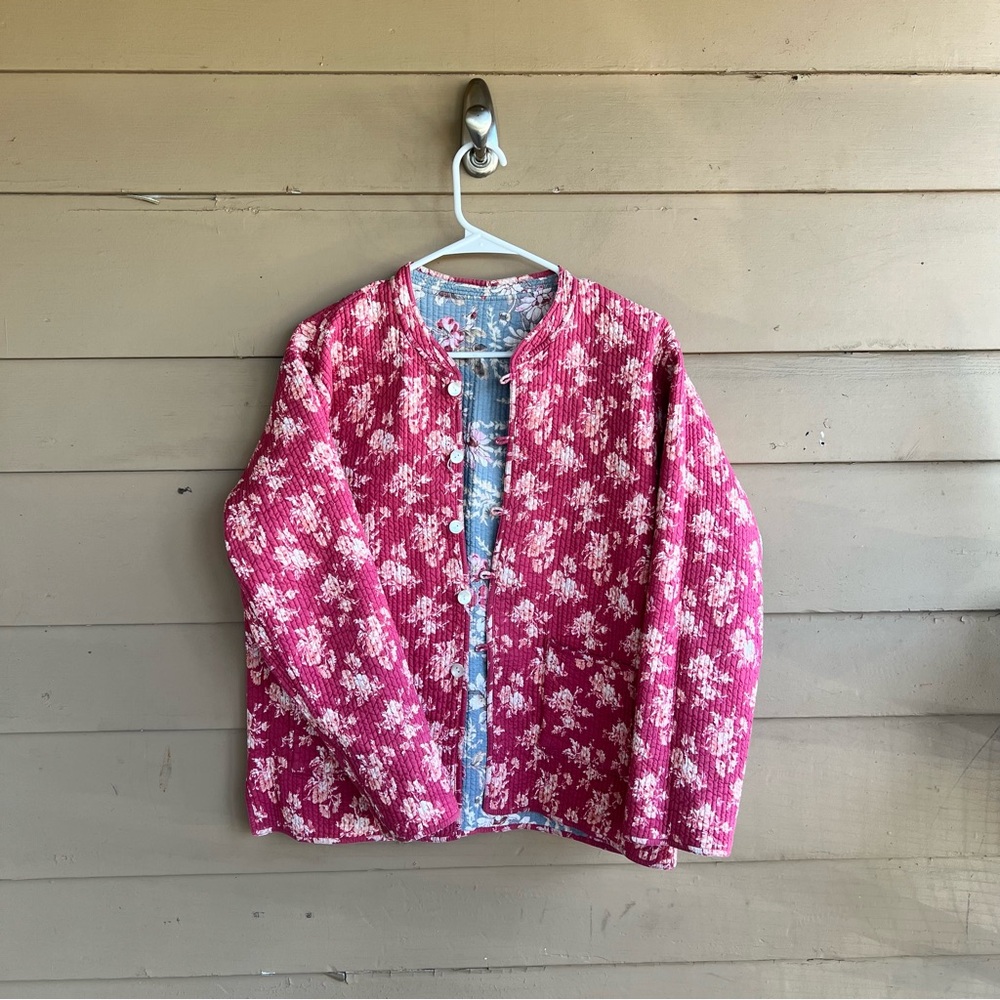 Reversible Cotton Quilted Patchwork Print Jacket … - image 7